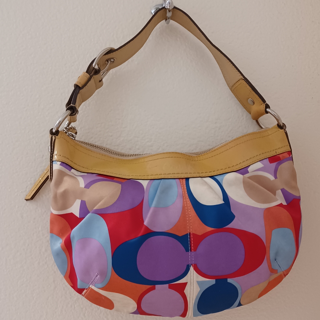 Coach C Monogram Nylon Hobo Style Bag Purse, Multi